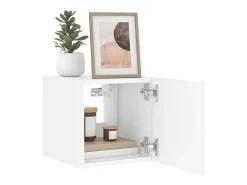 Gerben Mueble de TV de pared con luces LED blanco 30,5x35x30 cm