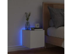Gerben Mueble de TV de pared con luces LED blanco 30,5x35x30 cm