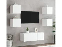 Gerben Mueble de TV de pared con luces LED blanco 30,5x35x30 cm