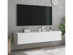 Gerben Muebles de TV de pared con luces LED 2 uds blanco 80x35x31 cm