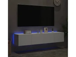 Gerben Muebles de TV de pared con luces LED 2 uds blanco 80x35x31 cm