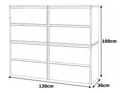 Gran mueble zapatero 120x36x100 cm blanco mate para 20 pares – Estantería de almacenamiento alto para la entrada