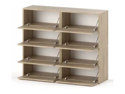 Gran Mueble Zapatero 120x36x100 cm Blanco + Roble Sonoma 20 pares – Estantería Alta de Almacenamiento para la Entrada