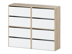 Gran Mueble Zapatero 120x36x100 cm Blanco + Roble Sonoma 20 pares – Estantería Alta de Almacenamiento para la Entrada