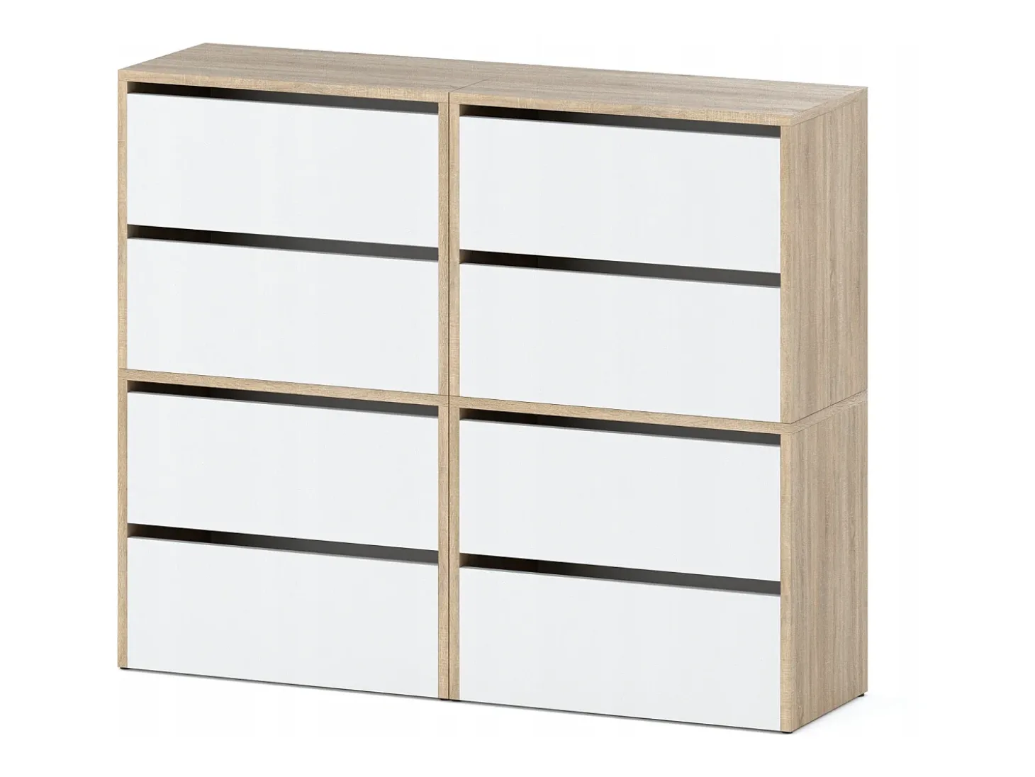 Gran Mueble Zapatero 120x36x100 cm Blanco + Roble Sonoma 20 pares – Estantería Alta de Almacenamiento para la Entrada