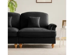 Gran Sofá 2 Plazas Chenille - Con Funda Extraíble y 2 Cojines - 194x83.5x93cm - Negro