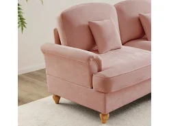 Gran Sofá 2 Plazas Chenille - Con Funda Extraíble y 2 Cojines - 194x83.5x93cm - Rosa
