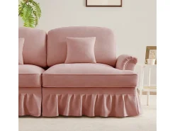 Gran Sofá 2 Plazas Chenille - Con Funda Extraíble y 2 Cojines - 194x83.5x93cm - Rosa