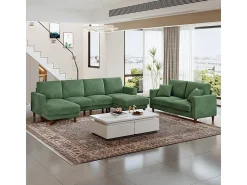 Gran sofá de esquina panorámico - 4 plazas - chaise longue 109cm - de pana - 269x140x86 - Verde