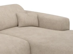 Gran sofá rinconera derecha convertible de pana beige POGNI de Maison Céphy