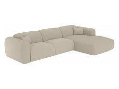 Gran Sofá rinconera derecho convertible exprés 140 cm en tejido color beige jaspeado POGNI