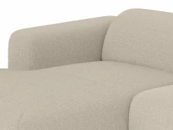 Gran sofá rinconera izquierda convertible exprés 140 cm en tela jaspeada beige POGNI