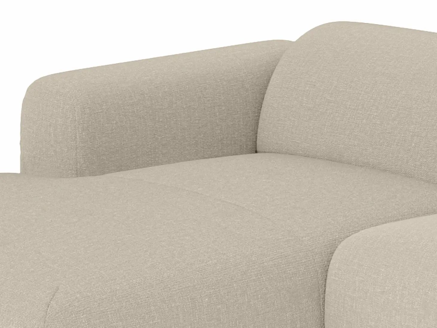 Gran sofá rinconera izquierda convertible exprés 140 cm en tela jaspeada beige POGNI