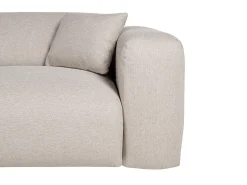 Gran sofá rinconera izquierda convertible exprés colchón 16 cm en tela jaspeada beige POGNI