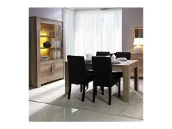 Gran vitrina 2 puertas acristaladas y 2 puertas de madera - Colección FARRA - roble claro
