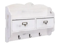 Gryfel Perchero de pared de madera blanco 50x10x34 cm