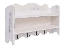Gryfel Perchero de pared de madera blanco 50x10x30 cm