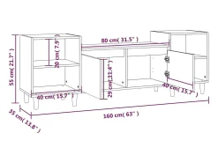 Grylis Mueble para TV madera contrachapada roble Sonoma 160x35x55 cm