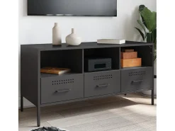 Gryln Mueble para TV acero negro 100,5x39x50,5 cm