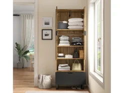 Guardarropa con cajón y compartimento - con barra para ropa - Natural