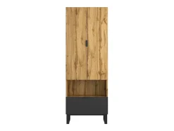 Guardarropa con cajón y compartimento - con barra para ropa - Natural