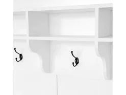 Guardarropa de entrada con perchero y banco para guardar zapatos - 120x40x190 cm - Blanco