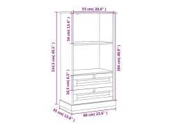 Gudvord Librería VIGO madera maciza de pino blanco 60x35x114,5 cm