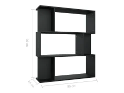Gyran Estantería/divisor madera contrachapada negro 80x24x96 cm