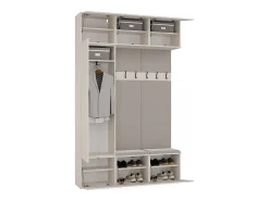 HAGA - Conjunto de entrada con 1 armario + 2 percheros de 6 ganchos + banco 150x35x238 cm - beige cachemira