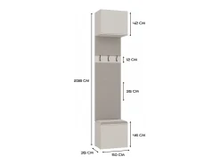 HAGA - Conjunto de entrada con 3 armarios + perchero + banco 200 x 35 x 238 cm - beige cachemira