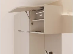 HAGA - Conjunto de entrada con 3 armarios + perchero + banco 200 x 35 x 238 cm - beige cachemira