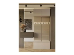 HAGA - Perchero de 6 ganchos - Vestíbulo con asiento 238x100x35 cm - Beige cachemira