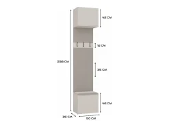 HAGA - Perchero de 6 ganchos - Vestíbulo con asiento 238x100x35 cm - Beige cachemira