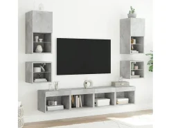 Hans Mueble de TV de pared con luces LED gris hormigón 30x28,5x30 cm