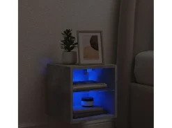 Hans Mueble de TV de pared con luces LED gris hormigón 30x28,5x30 cm
