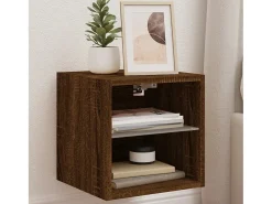 Hans Mueble de TV de pared con luces LED roble marrón 30x28,5x30 cm