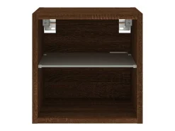 Hans Mueble de TV de pared con luces LED roble marrón 30x28,5x30 cm