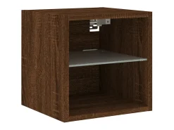 Hans Mueble de TV de pared con luces LED roble marrón 30x28,5x30 cm