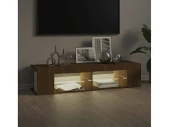 Henryetta Mueble de TV con luces LED marrón roble 135x39x30 cm