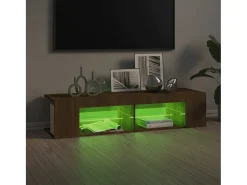 Henryetta Mueble de TV con luces LED marrón roble 135x39x30 cm