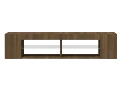 Henryetta Mueble de TV con luces LED marrón roble 135x39x30 cm