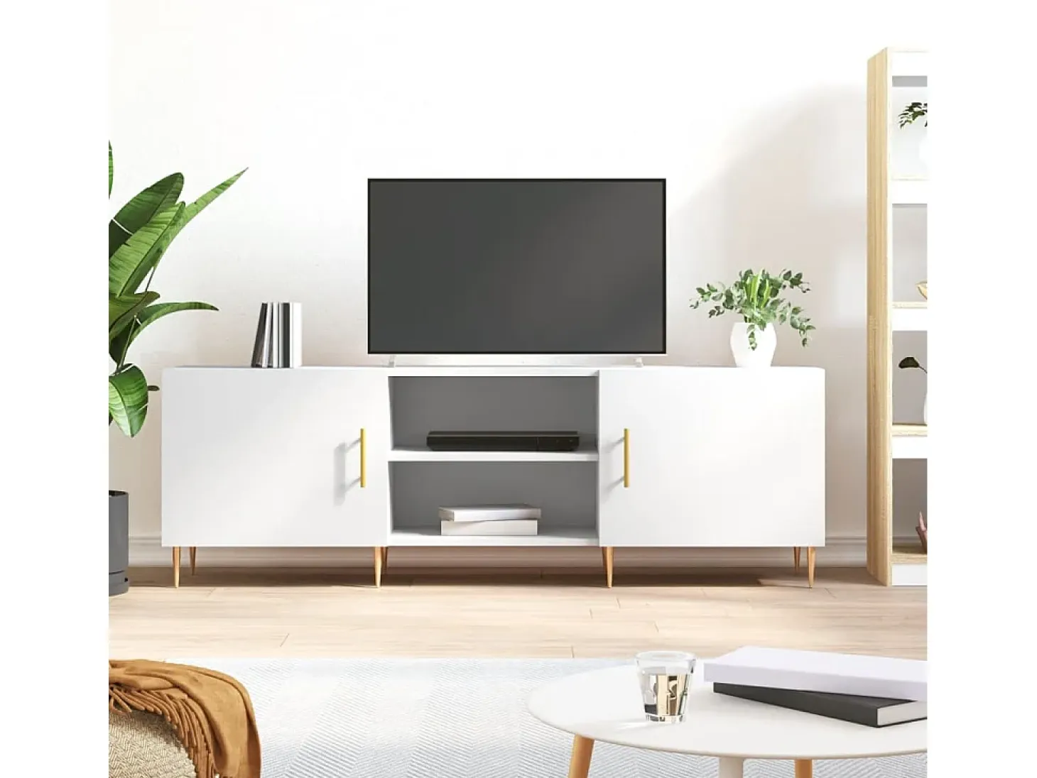 Hermanni Mueble para TV madera de ingeniería blanco 150x30x50 cm