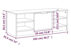 Hilrik Mueble de TV madera contrachapada color roble 102x35,5x36,5 cm