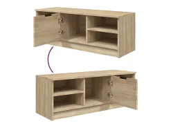 Hilrik Mueble de TV madera contrachapada color roble 102x35,5x36,5 cm