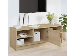 Hilrik Mueble de TV madera contrachapada color roble 102x35,5x36,5 cm