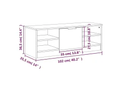 Hilrik Mueble de TV madera contrachapada color roble 102x35,5x36,5 cm