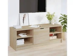 Hilrik Mueble de TV madera contrachapada color roble 102x35,5x36,5 cm