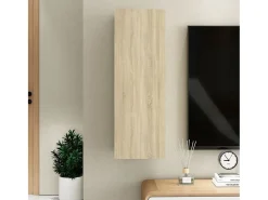 Hoeselt Mueble de TV madera contrachapada color roble 30,5x30x90 cm