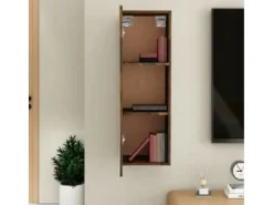 Hoeselt Mueble para TV madera de ingeniería roble ahumado 30,5x30x90 cm