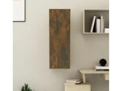 Hoeselt Mueble para TV madera de ingeniería roble ahumado 30,5x30x90 cm
